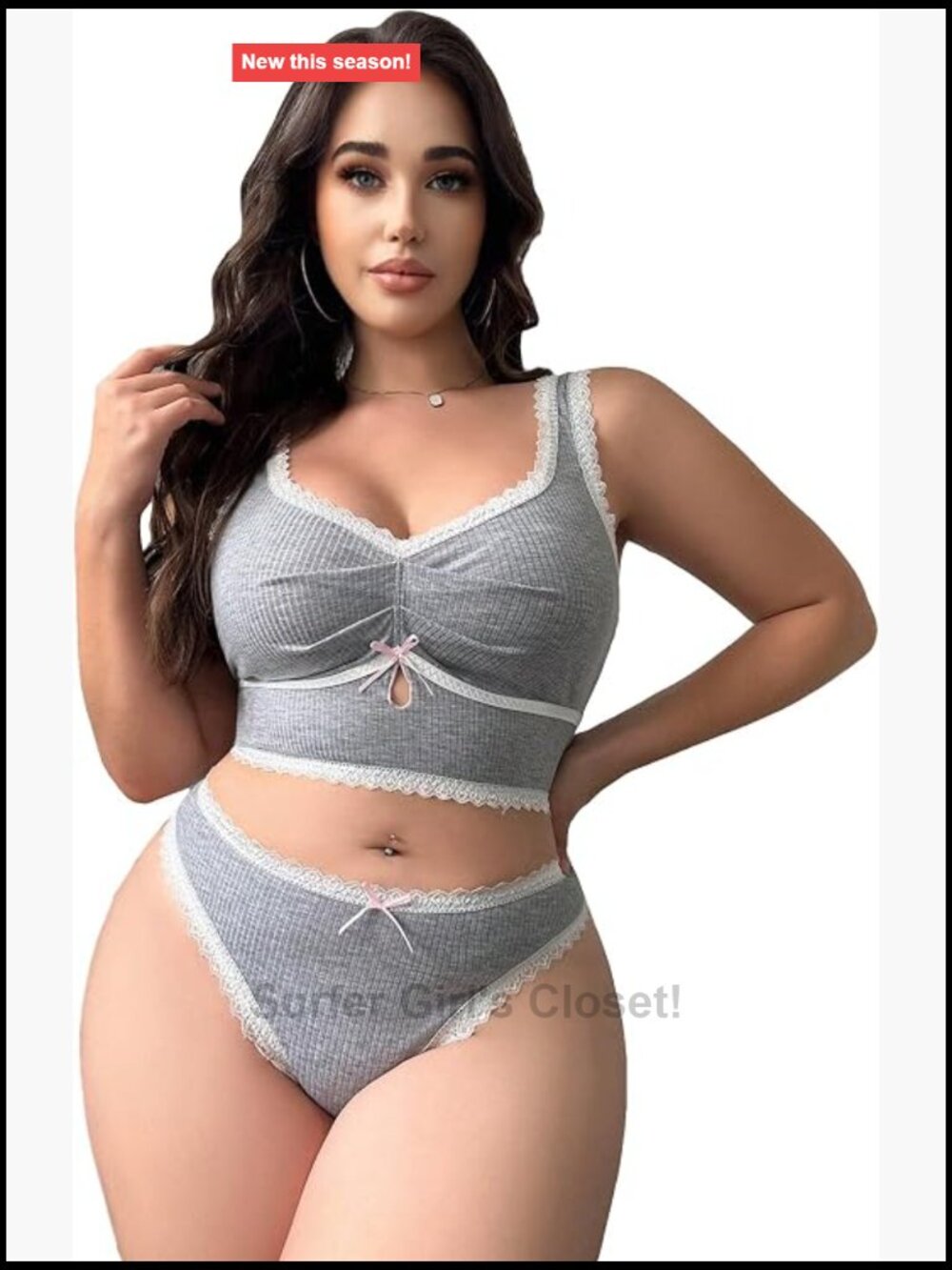 COZYEASE Plus Size 2 Piece Lace Bra and Panty Set Lingerie Set